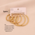 Tre paia di orecchini a cerchio in acciaio inossidabile dorato da 2.5, 3.5 e 4.5 cm - Stile Tondo (1# Tondo) / 3 Paia (2.5/3.5/4.5cm)