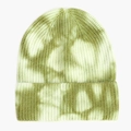 Detailed texture of green tie-dye knit beanie with wide folded cuff for winter warmth - Army Green (Tie-Dye)