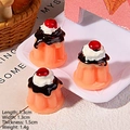 Miniature resin chocolate cherry pudding cake accessory for DIY crafts and decor - Cherry Chocolate Pink Pudding