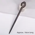 Ebonized wood hair pin with carved cloud pattern in dark brown finish, length 18cm - Cloud Song