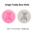 Detail view of pink and grey bear silicone molds with dimensions 3.5x3.5x0.9cm - Mini Plush Bear Doll / Pink