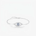 Eleganter S925 Sterlingsilber-Armreif mit blau-weißen Zirkonsteinen im Evil Eye Design - Silber (S925 Sterling Silber)