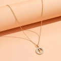 Élégant collier en acier inoxydable doré avec pendentif croix pavé de strass - Doré