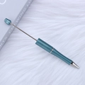 DIY beadable ballpoint pen in pearlescent teal blue with silver bullet tip and long rod - Glazed Blue