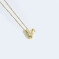 Golden necklace with a bold letter V pendant paved with sparkling zircons - Style V