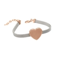 Bracciale a maglia argento con ciondolo a cuore oro rosa e chiusura regolabile - Placcato Oro 18K / Oro rosa