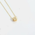 Chic gold pendant necklace featuring a square charm with rhinestone letter K design - Letter K (XL3420)