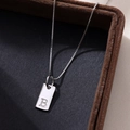 Minimalist S925 sterling silver necklace featuring a rectangular pendant with letter B - Letter B / Silver