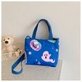 Sac bandoulière bleu pour enfants avec motifs citrouilles et fantômes d'Halloween - Citrouille Bleue