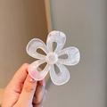 Elegant transparent jelly camellia hair claw clip with floral design for women - 5# White