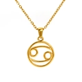 Golden stainless steel zodiac necklace featuring a minimalist Cancer sign pendant - Cancer