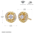 Detalle de pendientes de plata S925 con circonitas 5A y especificaciones de tamaño real - Plata 925 / Plata 925 chapada en oro amarillo
