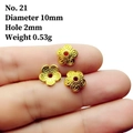 Separadores dorados de flores huecas de 10mm para creación de joyas hechas a mano - N.º 21 (Diám. 10 mm/Agujero 2 mm)