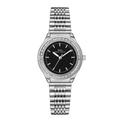 IBSO elegant women's silver stainless steel watch with black dial and diamond bezel - Black Dial