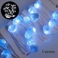 Blue Celestite crystal LED string lights with USB power for ambient home decoration - Celestite