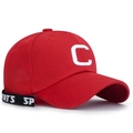 Berretto da baseball rosso con ricamo C bianco e cinturino posteriore SPORTS - Rosso