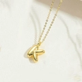 Golden balloon initial K pendant necklace with a polished finish on a slim cable chain - Letter K / Gold