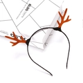 Cute Christmas headband featuring orange brown flocked reindeer antlers on a black band - Simple Brown Antlers