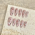 Uñas postizas hechas a mano efecto ojo de gato con lunares de colores - Muy Pequeño XS / Rosa Champaña Ojo de Gato Lunares
