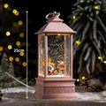 Light pink vintage Christmas lantern with Santa scene and glitter, 25cm high - Pink Santa Giving Gifts