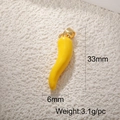 33mm yellow chili pepper pendant in gold-plated brass with size and weight details - Yellow