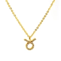 Halskette mit Sternzeichen Stier aus 18k Gold und Zirkonia auf einer O-Kette - Stier Stil (SN226-2-45CM)