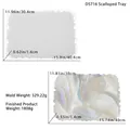 Detailed comparison of rectangular scalloped silicone mold and pearl finish resin tray - D5716-Scalloped Tray Silicone Mold / Translucent White