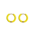 Close-up of bright yellow enamel hoops with 18K vacuum plating on stainless steel - Yellow