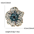 Detailansicht der Vintage-Blumenbrosche mit Größenangaben und Gewichtsangaben - Blau 4515-BL