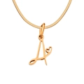 Elegant gold stainless steel snake chain necklace featuring a cursive letter A heart pendant - Letter A / Rose Gold