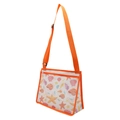 Kids orange mesh beach bag with colorful shell patterns and adjustable strap - Orange Starfish