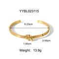 Detalle de brazalete abierto con nudo retorcido dorado con medidas precisas y peso de 13,9g - Brazalete de Puño con Nudo de Doble Línea (YYBL023115)