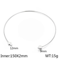 Silver stainless steel collar bangle featuring cross and heart charms with dimensions - Steel Color Choker (KN24629-Z)