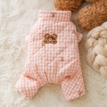 Thickened orange checkered winter pet jumpsuit with cute bear embroidery for small dogs - Thick Pink Plaid Bear / S (Recommended weight 1.5-2.5kg)