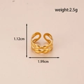 Adjustable gold titanium steel ring with twisted mesh texture and moon star design - MN449-Double Layer Braided / Gold