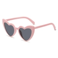 Pink heart-shaped sunglasses with dark grey lenses for a stylish fashion look - Pink Frame Grey Lens