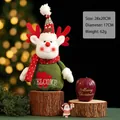 Knitted reindeer Christmas gift bag with Welcome embroidery in festive red and green - Christmas Reindeer Gift Bag