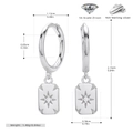 Detailed dimensions of S925 silver star earrings with 5A zircon inlay measurements - 925 Silver / 925 Silver White Gold Plated