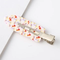 Detailed view of metal hair clips featuring colorful watermelon and mushroom prints - 3# Oval Colorful Pattern / White Base