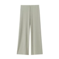 Women's pleated high-waist wide-leg pants in light sage green with vertical pleats texture - S / Green Pants