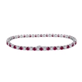 Silver tennis chain bracelet with alternating red and clear 3mm zircon stones - 3mm / Red White / 16.5cm