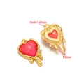 Goldener Herzanhänger mit rotem Harzschmelzeffekt, 13mm Größe mit 1,2mm Loch für DIY Schmuck - 13mm Herz - Rosarot