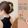Golden fishbone metal hair claw clip 11CM size for thick hair styling elegant look - 69# Fishbone Claw Clip / 11cm