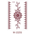 Brown henna floral lace temporary tattoo sticker with geometric patterns, model W-1325S - Deep Reddish Brown Floral Geometric (W-1325S)