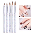 Set di 5 pennelli professionali per nail art con manici glitterati per dettagli fini - Set di 5 Pennelli per Unghie in Gel UV con Manico in Cristallo