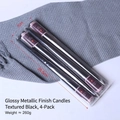Set of 4 black Nordic metallic taper candles 25.5cm for romantic table decor - Metallic Straight (Set of 4) / Textured Black