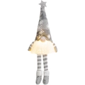 Christmas LED glowing gnome plush with grey snowflake hat and striped legs - Grey Star Knit Hat Long Leg Glowing Rudolph