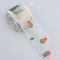 White sheer Christmas ribbon with tree and gift prints for holiday gift wrapping and home decor. - [5cm Wide] White Christmas Box 10 Yards Per Roll