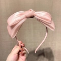 Elegant pink double layered mesh bow headband made of high quality fabric for women - Pink