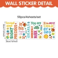 Wandtattoo Set mit 58 bunten Kinderzimmer-Stickern und religiösen Sprüchen 30x20cm - 4 Blatt (20*30cm) 58 Stück (CT24Y11048T_T)
